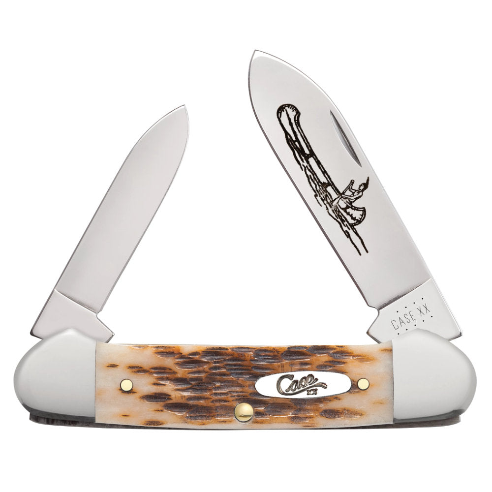 Case Canoe Amber Bone Pocket Knife