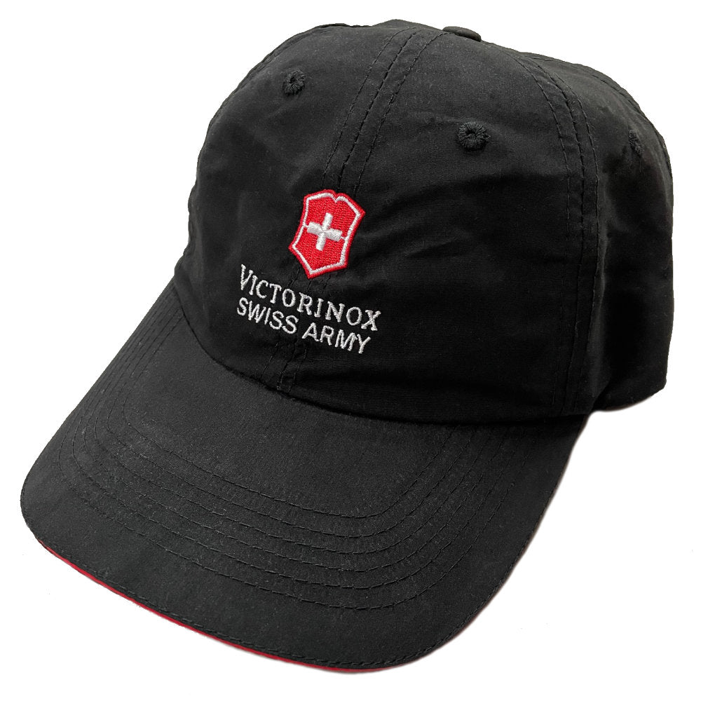 Victorinox Cross and Shield Black Baseball Cap with Red Brim at Swiss Knife  Shop