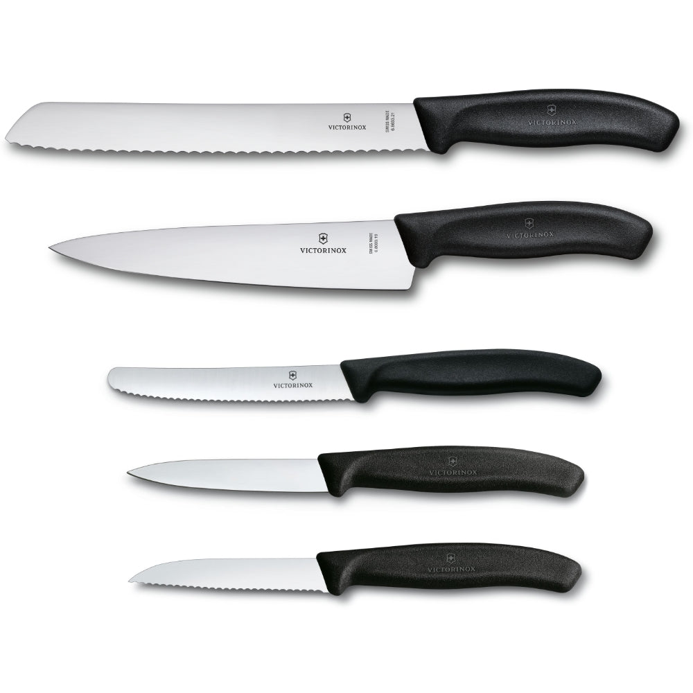 Victorinox 5-Piece Swiss Classic Kitchen Knife Set - Black
