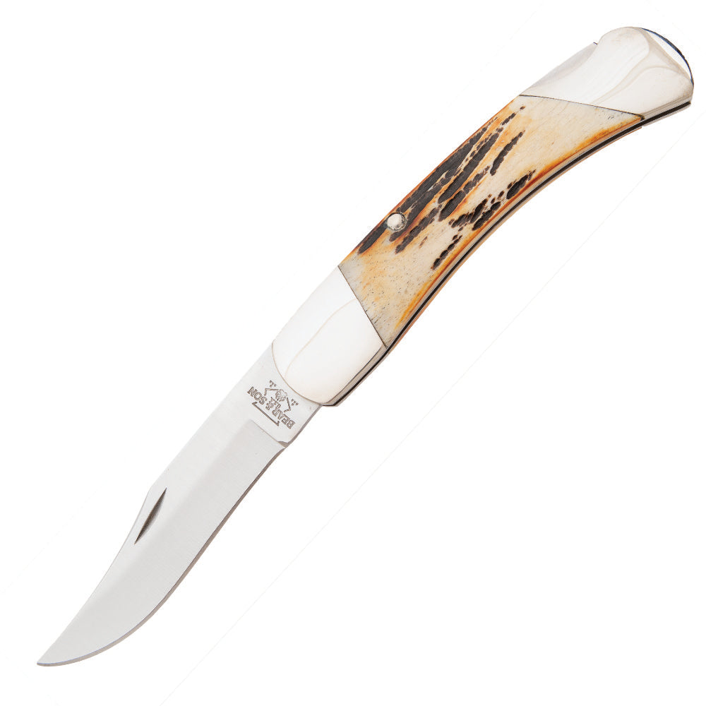 Bear & Son 597 Large Professional Genuine India Stag Bone Lockback ...