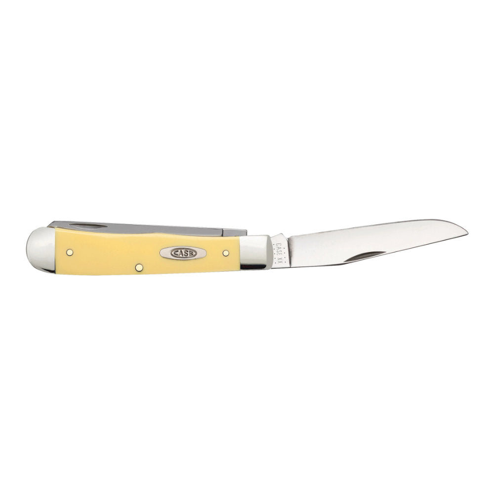 Case CS Trapper Smooth Yellow Synthetic Pocket Knife with Open Clip Blade