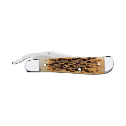 Case RussLock Amber Bone Pocket Knife Back View