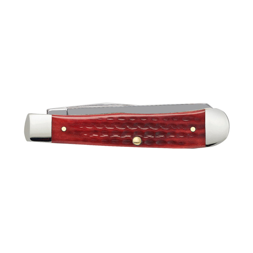 Case Trapper Pocket Worn Old Red Bone Pocket Knife Back View