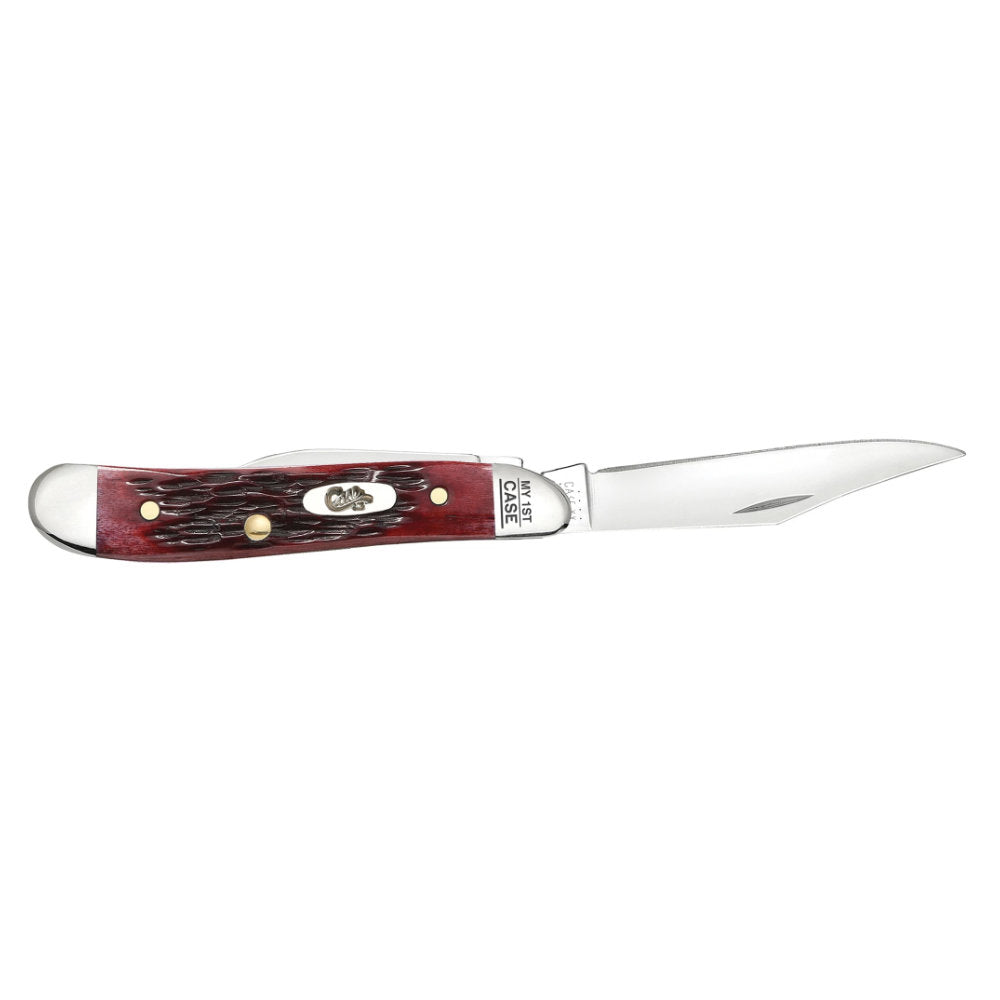 Case Peanut My First Case Pocket Worn Old Red Bone Pocket Knife with Blade Open