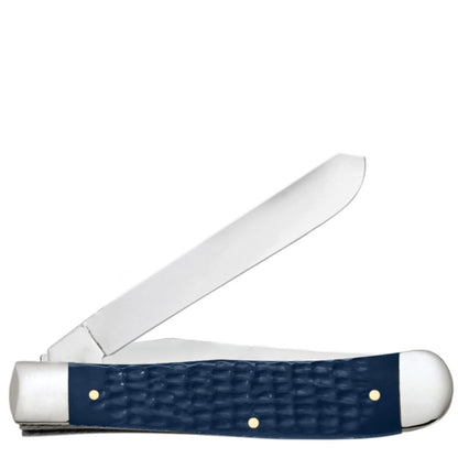 Case US Marine Corps Trapper Jigged Navy Blue Pocket Knife