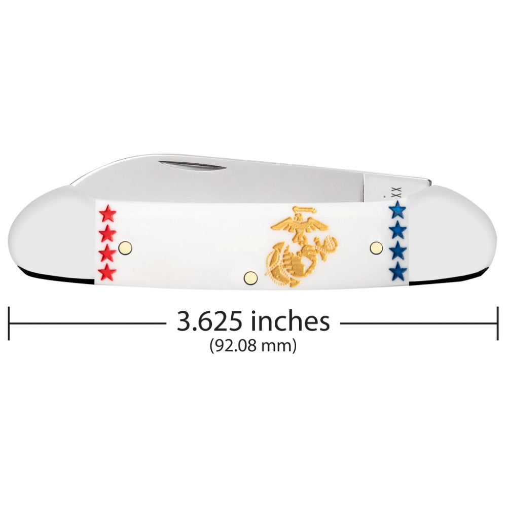 Case US Marine Corps Canoe White Pocket Knife is 3.625 Inches Long Closed