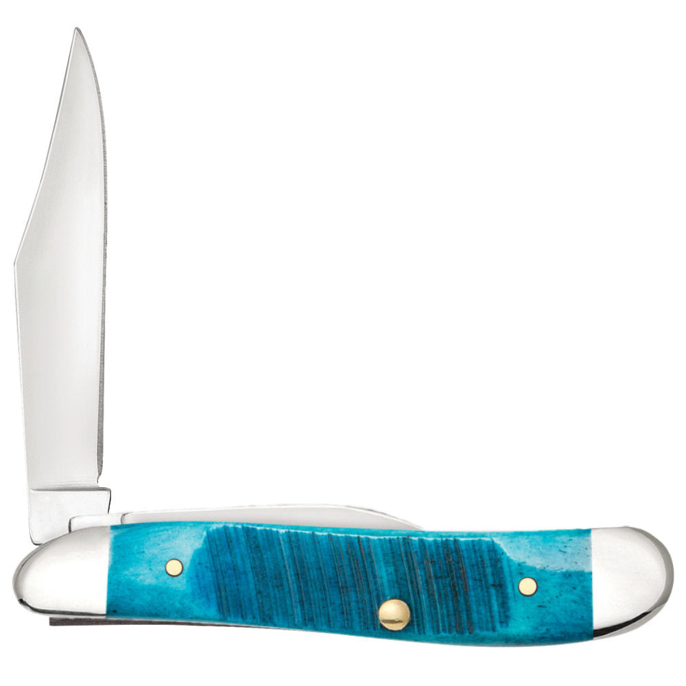 Case Peanut Caribbean Blue Bone Pocket Knife