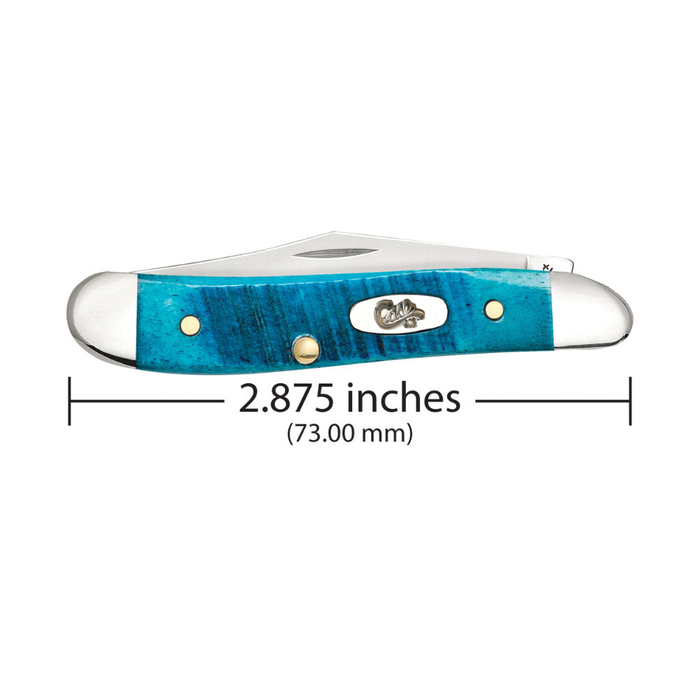 Case Peanut Caribbean Blue Bone Pocket Knife is 2.88-inches Closed