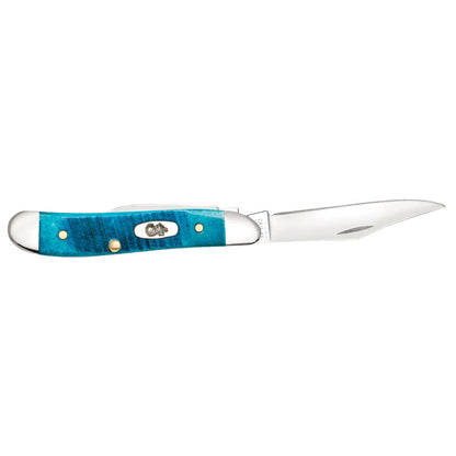 Case Peanut Caribbean Blue Bone Pocket Knife with Blade Open