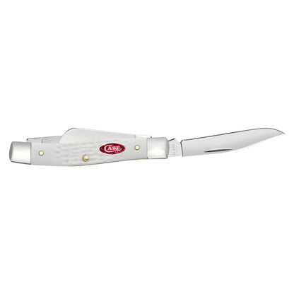 Case Medium Stockman White Synthetic Sparxx Pocket Knife with Clip Blade Open