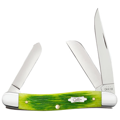 Case Medium Stockman Barnboard Jig Lime Green Bone Pocket Knife at Swiss Knife Shop