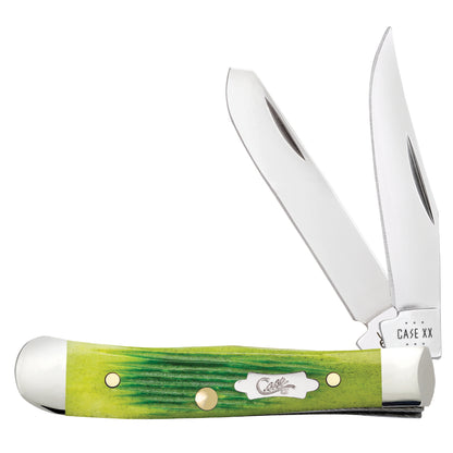 Case Tiny Trapper Barnboard Jig Lime Green Bone Pocket Knife at Swiss Knife Shop