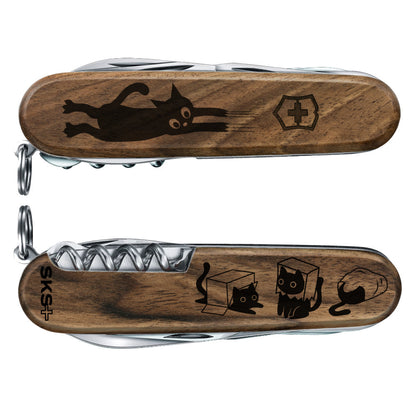 Victorinox Personalized Cats Spartan Hardwood Walnut Designer Swiss Army Knife with Customization