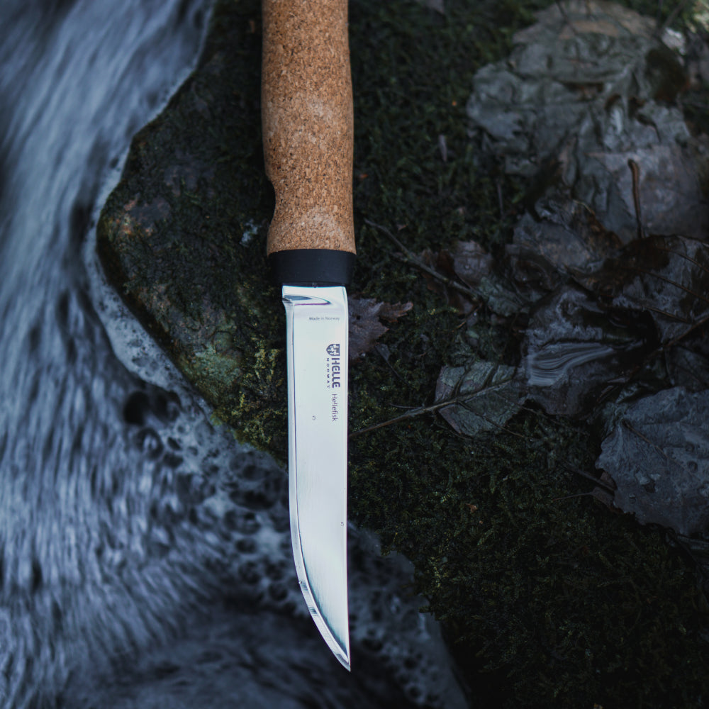 Helle Hellefisk Fish Knife with Leather Sheath is the Perfect Addition to Your Outdoor Kitchen