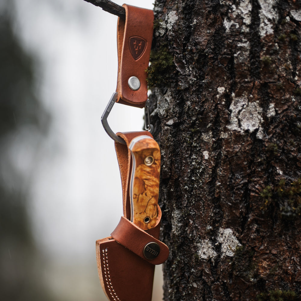 Helle Brown Leather Belt Clip Secures Your Knife Sheath for Easy Access