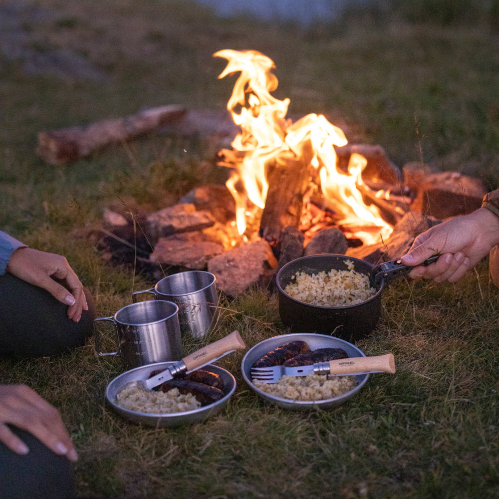 Opinel Picnic+ Full Set with No.08 Folding Pocket Knife by the Campfire