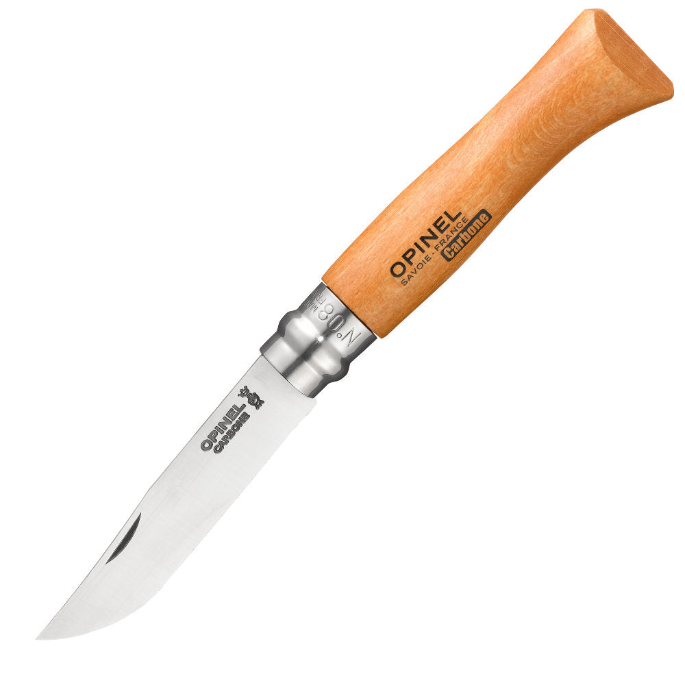 Opinel No.08 Traditional Carbon Steel Folding Knife with Beech Handle