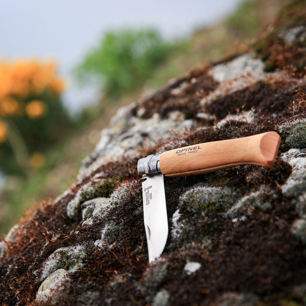 Opinel No.6 Traditional Stainless Steel Folding Knife with Beech Handle with Stainless Steel Blade