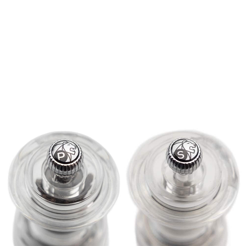 Salt and Pepper Mill Grinder Set, Acrylic with Stainless Steel Top