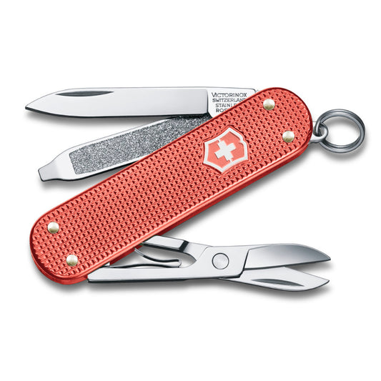 Victorinox Stone Red Classic SD Alox 2025 Limited Edition Swiss Army Knife with Small Blade, Nail File, Scissors and Screwdriver