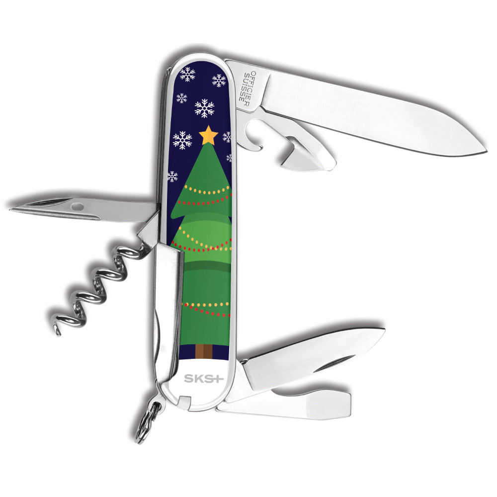 Victorinox Bear Claus Spartan Designer Swiss Army Knife Back View with Tree