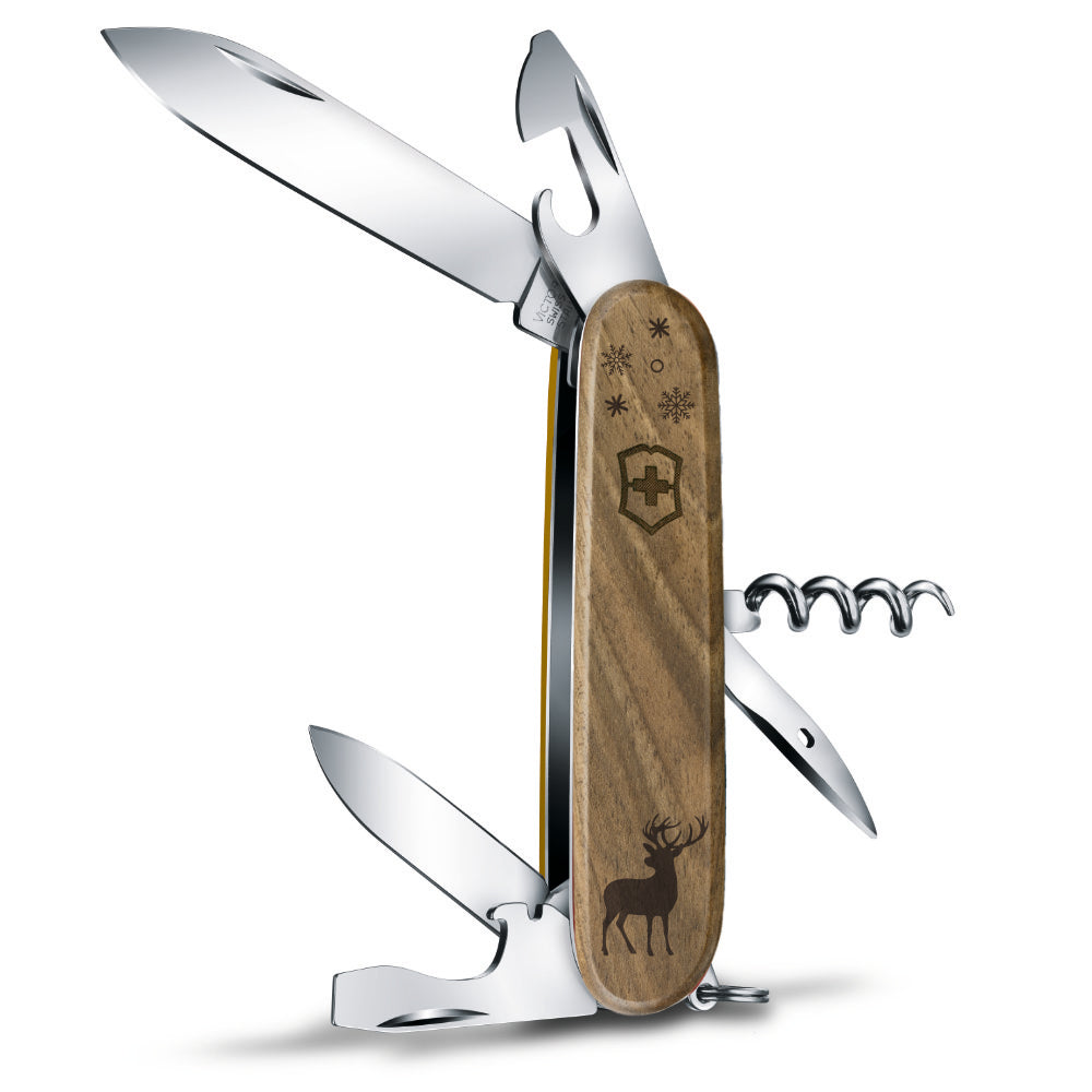 Victorinox Personalized Reindeer Spartan Hardwood Walnut Designer Swiss Army Knife only at Swiss Knife Shop