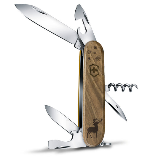 Victorinox Personalized Reindeer Spartan Hardwood Walnut Designer Swiss Army Knife only at Swiss Knife Shop