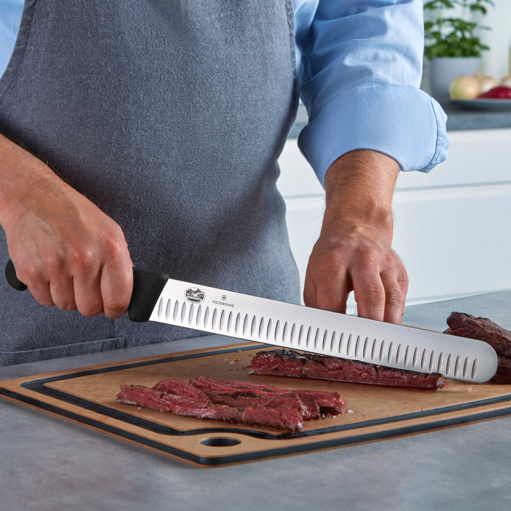 Victorinox Fibrox Pro 12" Granton Edge Wide Slicing Knife Slicing Beef with Ease