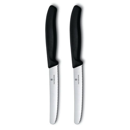 Victorinox Classic 2-Piece 4.5" Serrated Utility Knife Set Black Handles