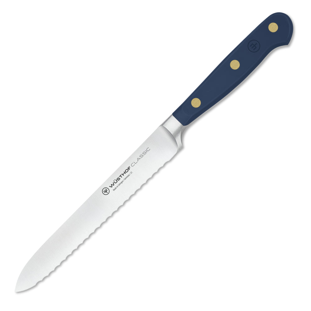 Wusthof Classic Wild Blueberry 5" Serrated Utility Knife at Swiss Knife Shop