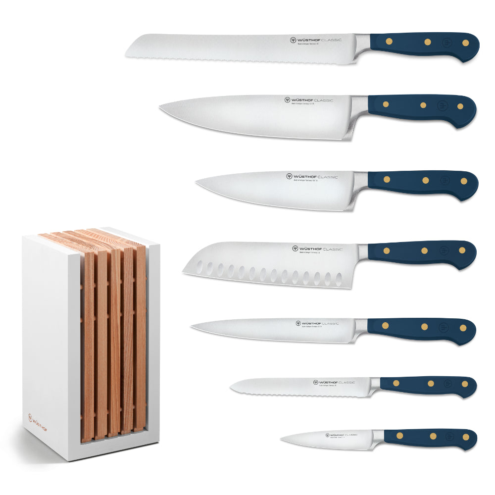 Wusthof Classic Wild Blueberry 8-Piece Designer Knife Block Set at Swiss Knife Shop with 7 Knives