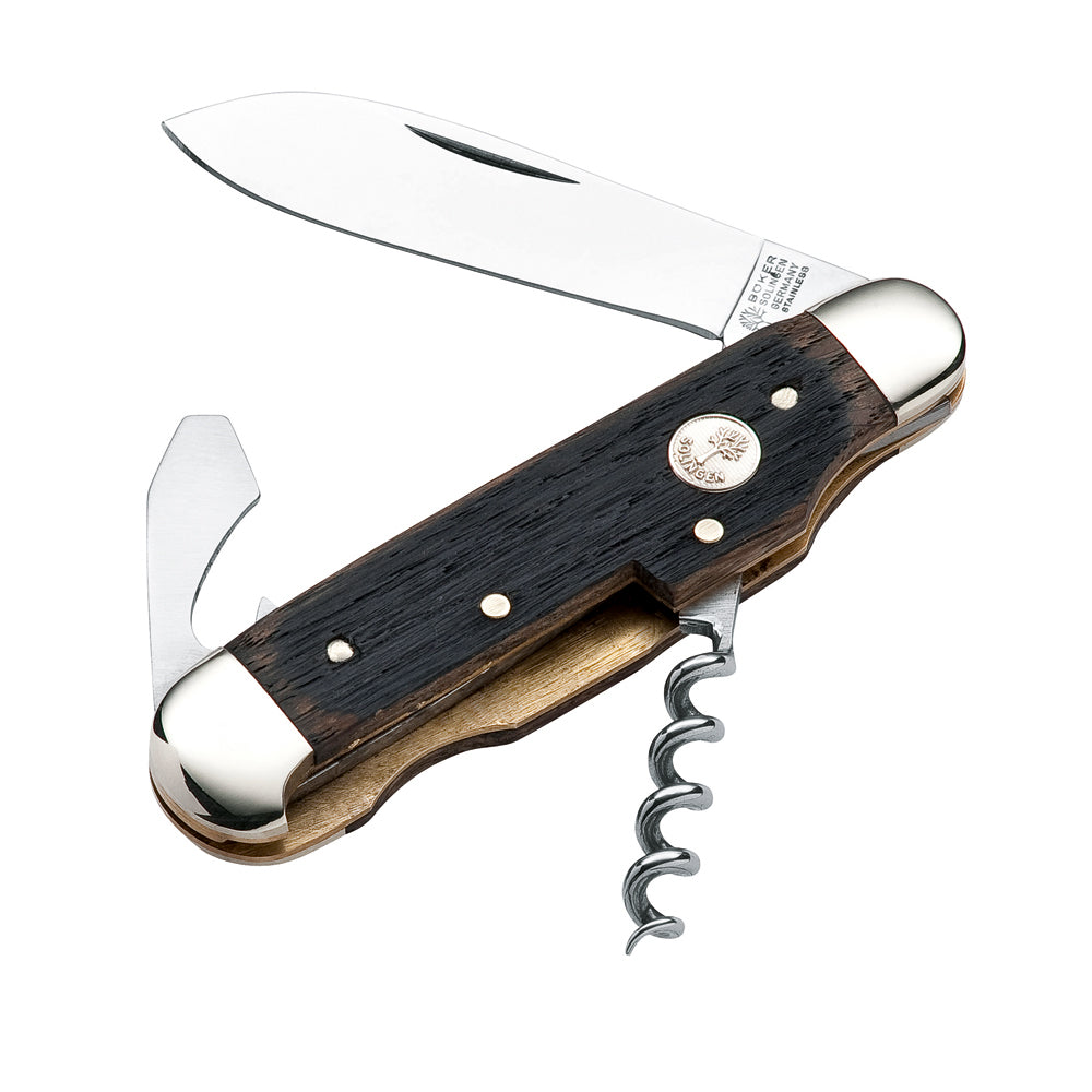 Boker Wine Knife with Wine Barrel Wood Handles at Swiss Knife Shop