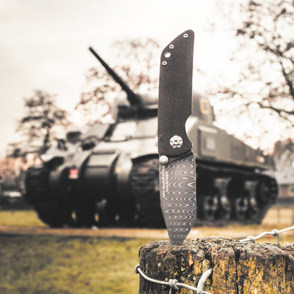 Boker M4 Sherman Damast Knife with Sherman Tank