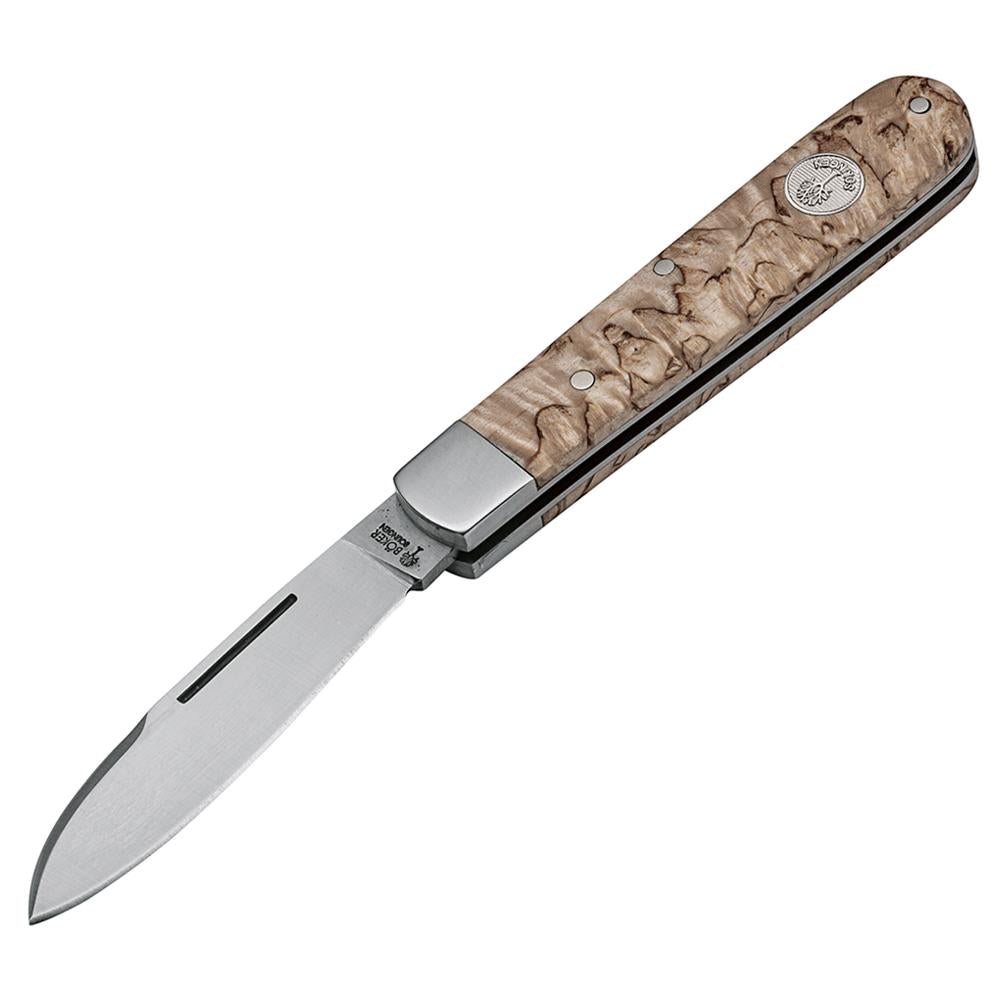 Boker Barlow Prime Curly Birch Wood Folding Knife at Swiss Knife Shop