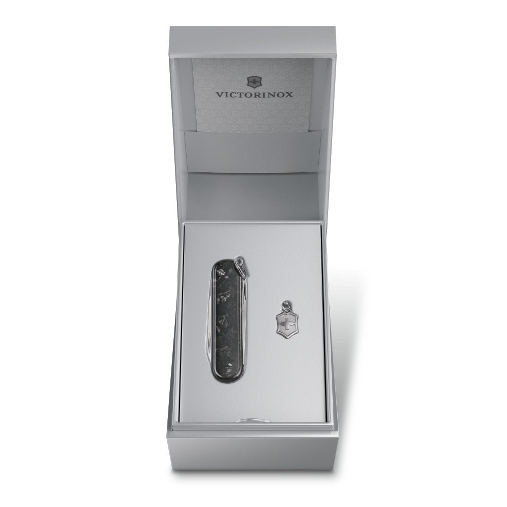 Victorinox Carbon Classic SD Brilliant Swiss Army Knife in Presentation Box with Charm