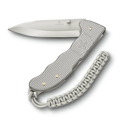 Victorinox Evoke Alox Lockblade Swiss Army Knife with Clip and Lanyard in Silver