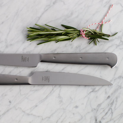 TWIN Stainless Steel 8-Piece Porterhouse Steak Knife Set by Zwilling J.A. Henckels Close-up of Blade and Handle