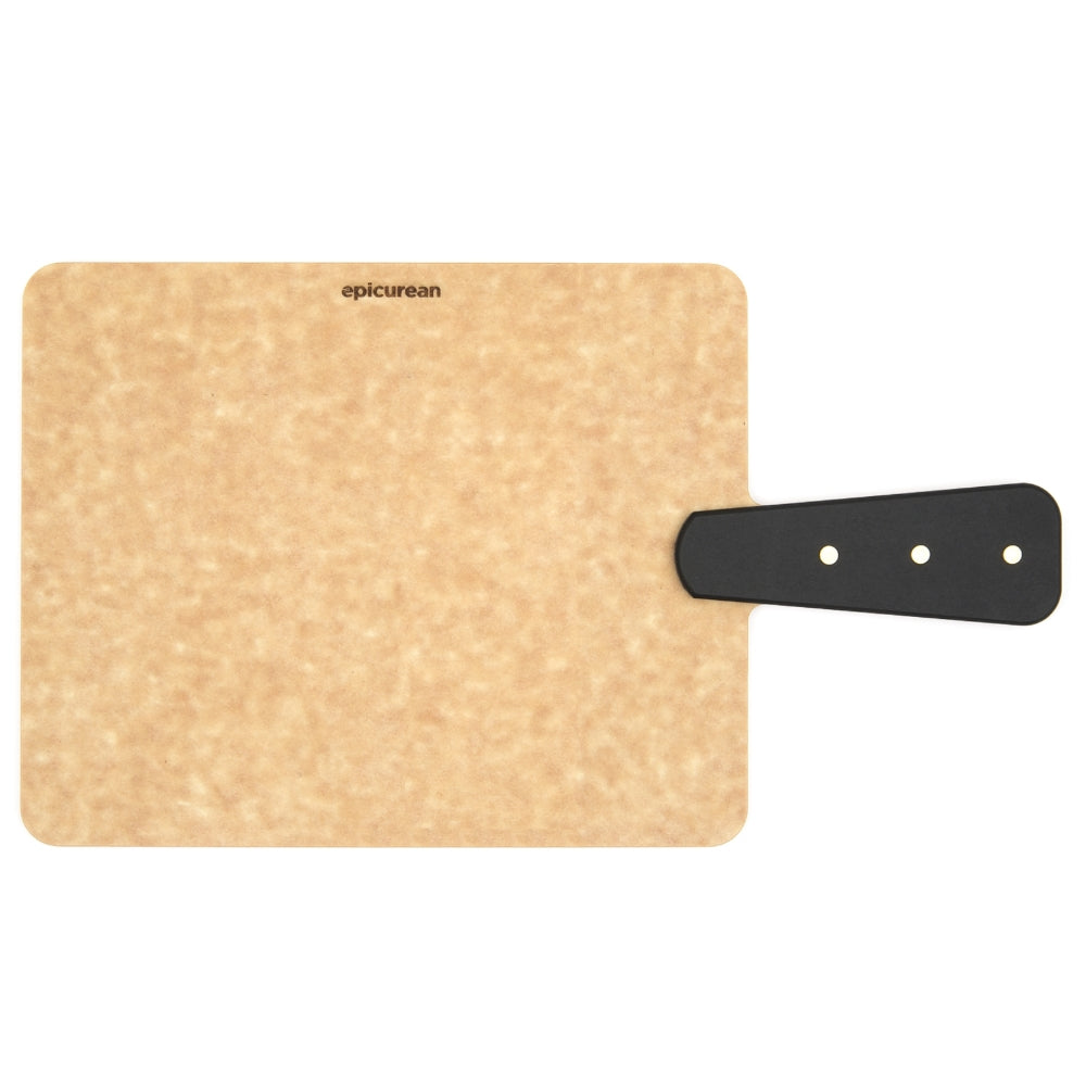 Epicurean Handy Series 9" x 7" Riveted Handle Cutting Board - Natural with Slate Handle at Swiss Knife Shop