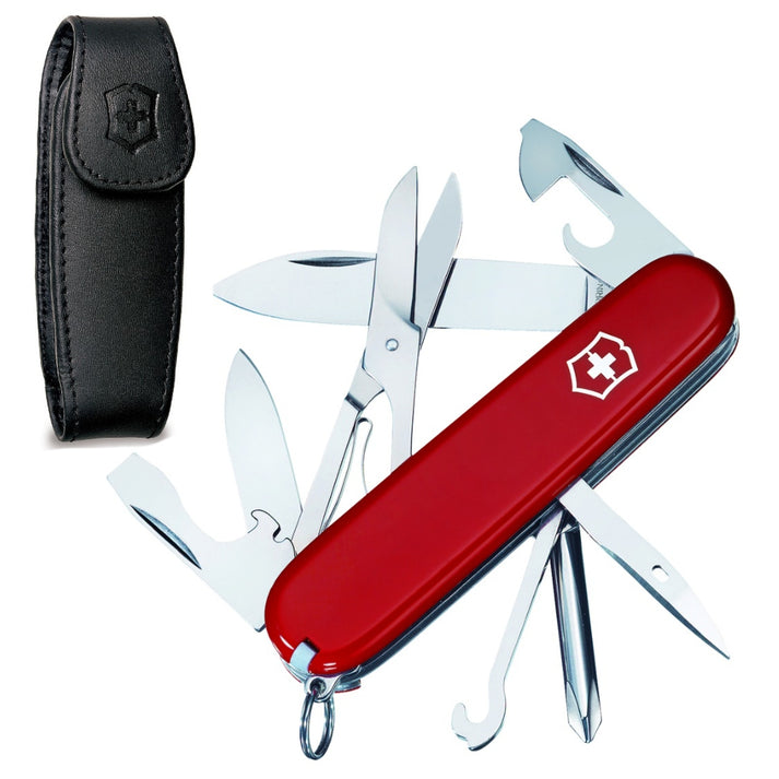 Victorinox Super Tinker Swiss Army Knife and Black Leather Clip Pouch ...