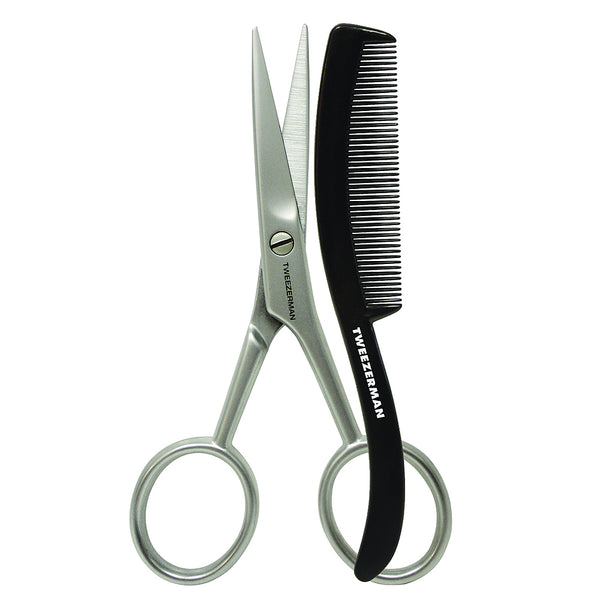 Tweezerman GEAR Moustache Scissors and Swiss Comb Knife at Grooming Shop Set
