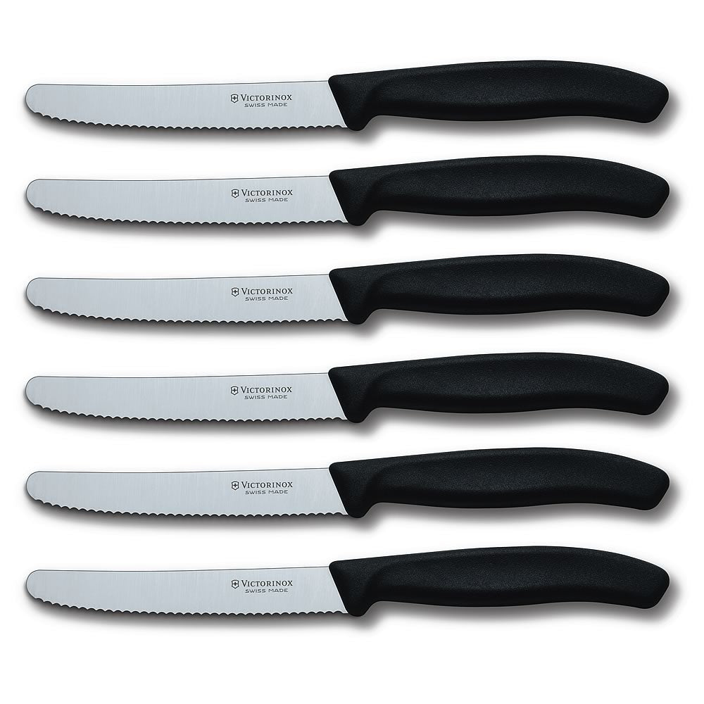 Swiss Classic 6-Piece 4.5" Round Tip Serrated Steak Knife Set by Victorinox