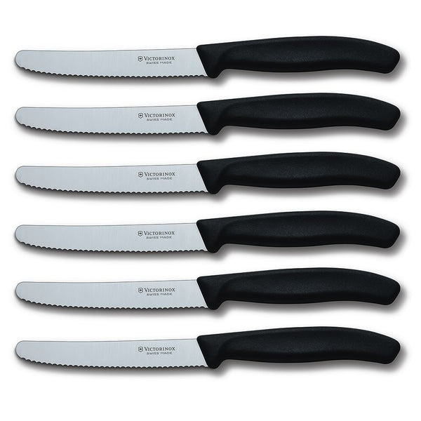 Swiss Classic 6-Piece 4.5 Round Tip Serrated Steak Knife Set by Victorinox