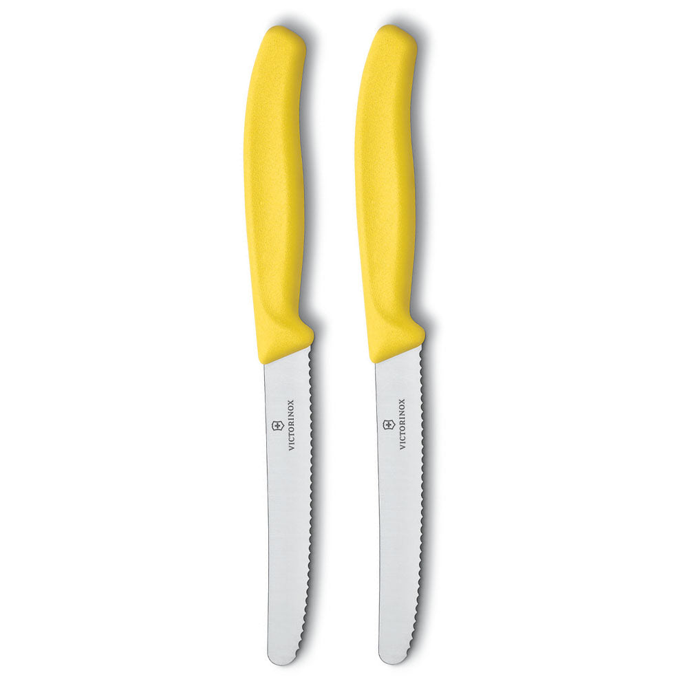 Victorinox Classic 2-Piece 4.5" Serrated Utility Knife Set Yellow Handles